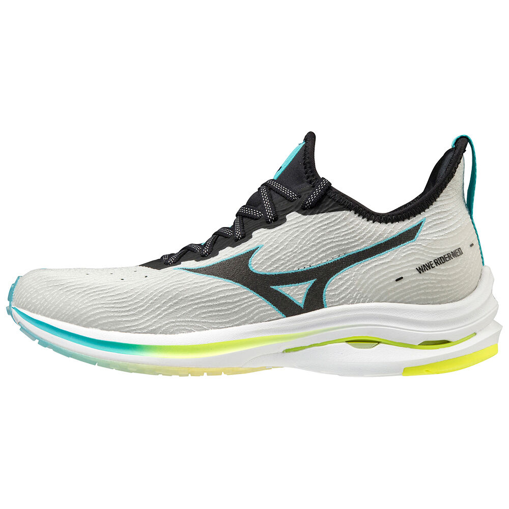 Mizuno Wave Rider Neo - Bayan Koşu Ayakkabısı - Beyaz/Siyah/Mavi Türkiye (EQZRKW-981)